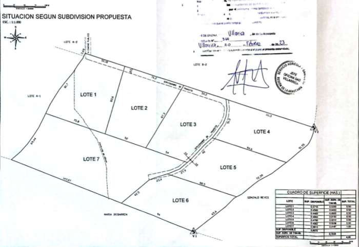 Planos Venta Parcelas en loteo Lefun con vista al volcn Villarrica